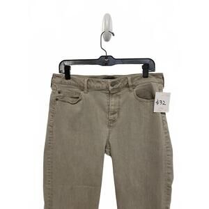 Womens Liverpool Straight Tan Stretch Crop Jeans Frayed Hem Size 12/31 32
